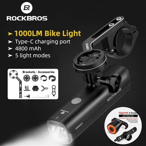 Rockbros Bicycle Light Lumens Mah Gopro Mount Bike Headlight