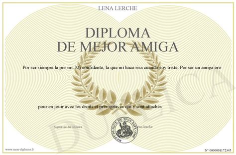 Diploma De Mejor Amiga