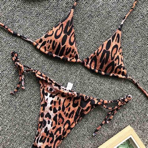 Buy Summer Fashion Women Leopard Print Bikini Push Up Pad Swimwear