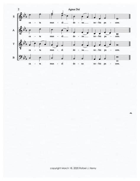 Agnus Dei Sheet Music Rafael Henry SATB Choir