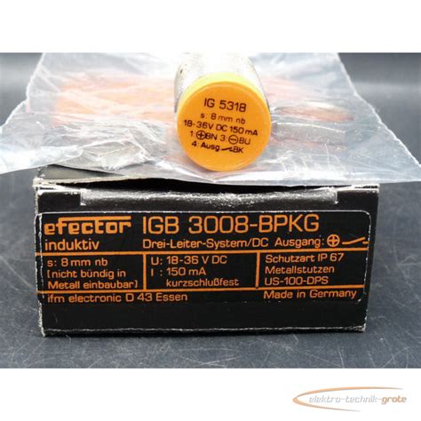 Ifm IG5318 IGB3008 BPKG Efector Induktiver Sensor Ungebraucht