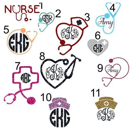 Diy Iron On Nurse Glitter Monogram Car Monogram Decal Nursing Decals