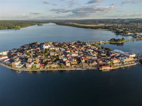 Aerial View Flores Island, Peten, Guatemala Stock Photo - Image of