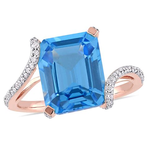 Miabella Women S 6 Carat T G W Octagon Cut Swiss Blue Topaz 1 4