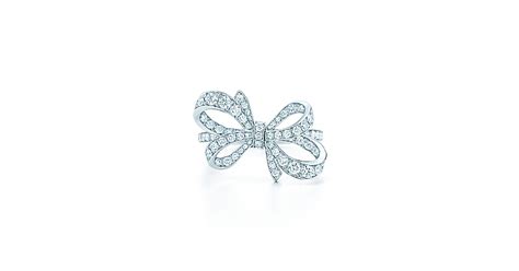 Tiffany Bow Ribbon Ring In Platinum With Round Brilliant Diamonds