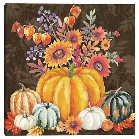 Floral Pumpkins Canvas Art Print | Kirklands Home