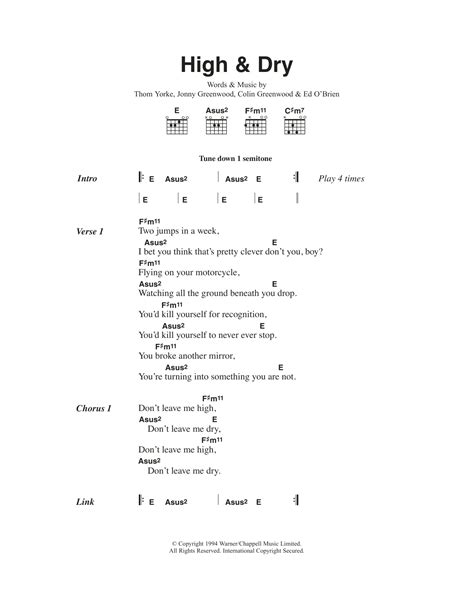 High And Dry by Radiohead - Guitar Chords/Lyrics - Guitar Instructor