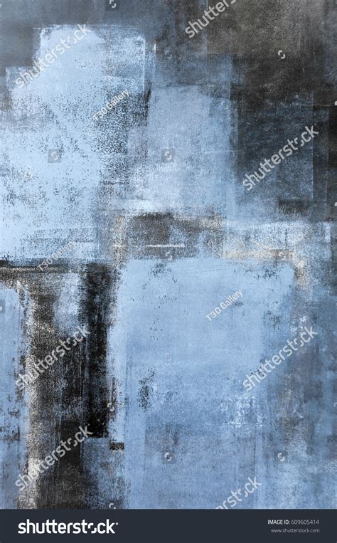 Blue Black Abstract Art Painting Stock Illustration 609605414