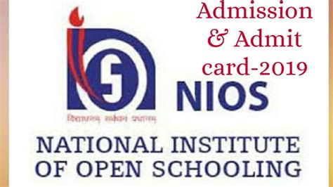 National Institute Of Open Schooling Admission Andadmit Card 2019 10th