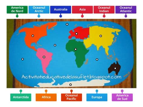 Continentele I Oceanele Lumii Diagrama Con Etiquetas