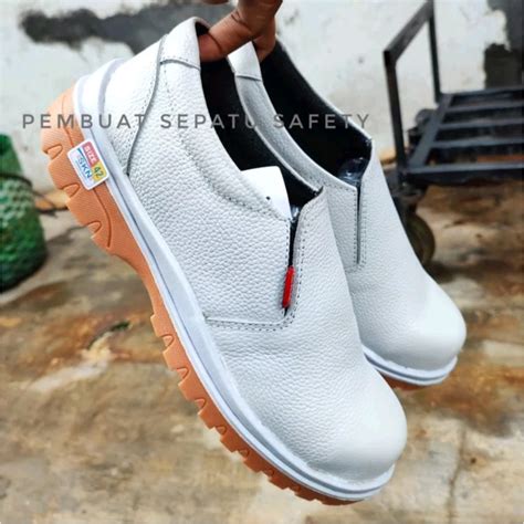 Jual Sepatu Safety Putih Laboratorium Kimia Sepatu Putih Kulit Sapi Ujung Besi Sepatu Safety