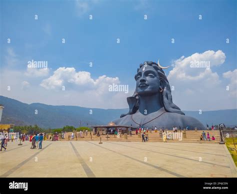 Coimbatore India March Adiyogi Shiva Statue People Are