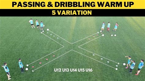 Passing Dribbling Warm Up 5 Variation Football Soccer Drill