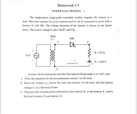 Solved Homework #3 POWER ELECTRONICS - 1 The single-phase | Chegg.com 