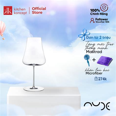 Ly rượu trắng Nude Stem Zero Volcano pha lê siêu mỏng chịu lực bền bỉ x độ mỏng tương đương