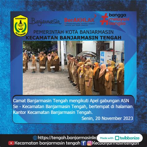 Camat Banjarmasin Tengah Mengikuti Apel Gabungan ASN Se Kecamatan