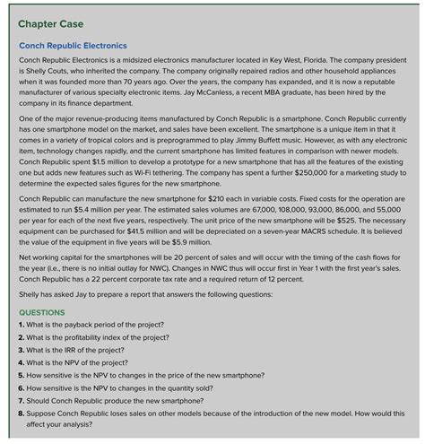Case Conch Republic Electronics Answers