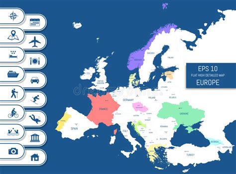 De Kaart Van Europa Informatie Grafische Vectorillustratie Stock