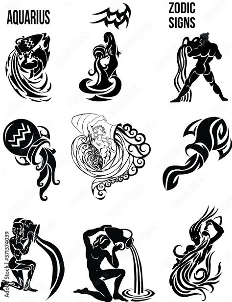 Aquarius Zodiac Symbols Stock Vector Adobe Stock