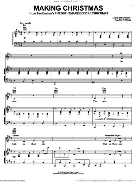 Easy Nightmare Before Christmas Piano Sheet Music / Danny Elfman The ...