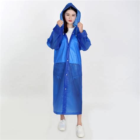 Waterproof Raincoat Men Women Thick Portable Hooded Evc Rain Coat Adult