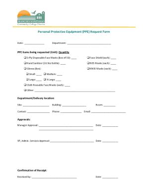 Fillable Online Personal Protective Equipment Ppe Request Form Fax