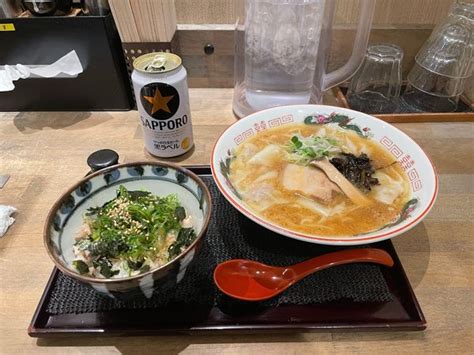 『ワンタン麺とネギ豚飯（小）のセット¥1100』中華そば 天辺月のレビュー ラーメンデータベース