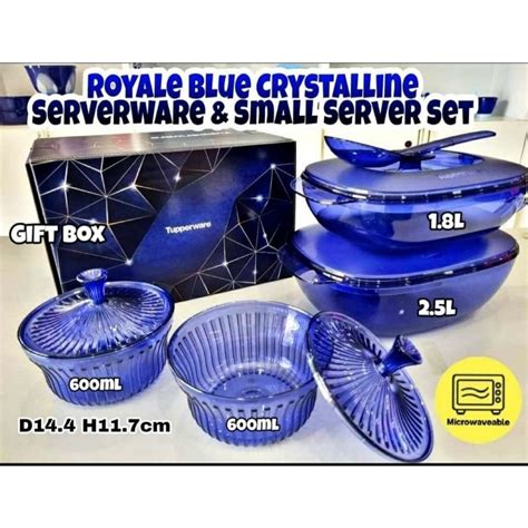 Tupperware Royale Blue Crystalline Set Crystalline Small Server