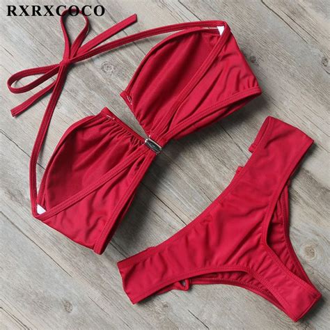 RXRXCOCO Bikini Set 2018 Hot V Design Swimwear Women Bikinis Bathing