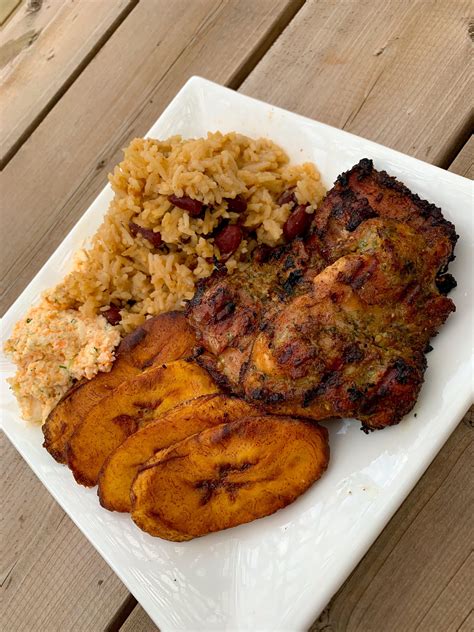 Homemade Jerk Chicken W Ricepeas And Plantain Rfood