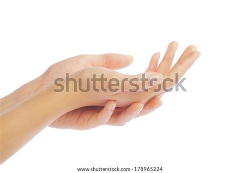 Close Beautiful Womans Hand Palm Isolated Stock Photo 178965224