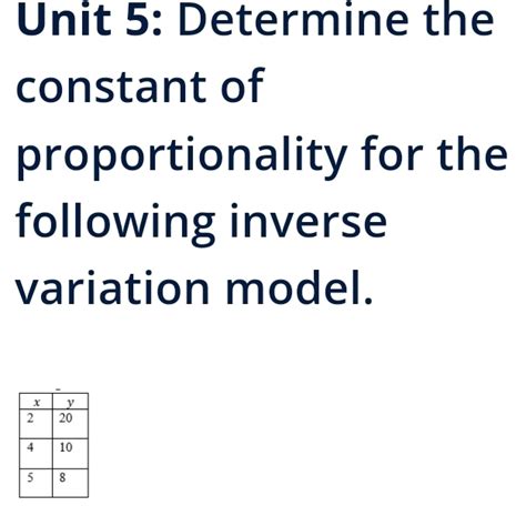 Solved Unit 5 Determine The Constant Of Proportionality For The