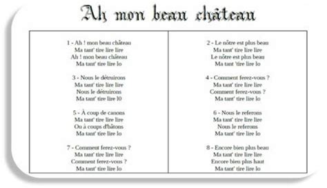 Chanson Ah mon beau château par La classe de Tibiscuit jenseigne fr