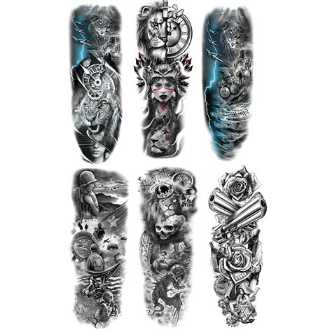 Buy Kotbs Sheetstribal Lion Forest Full Arm Temporary Tattoo Sleeves