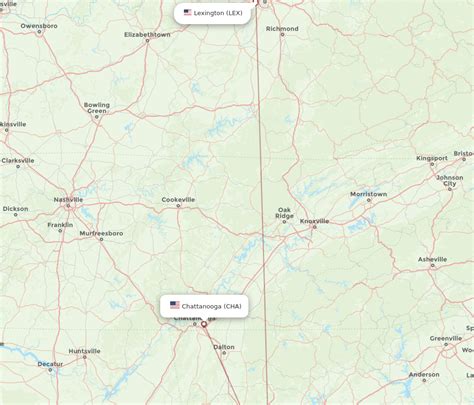 All Flight Routes From Lexington To Chattanooga Lex To Cha Flight Routes