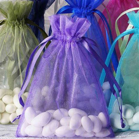 5x7 Sheer ORGANZA BAGS With Pull String Drawstring Pouches Wedding