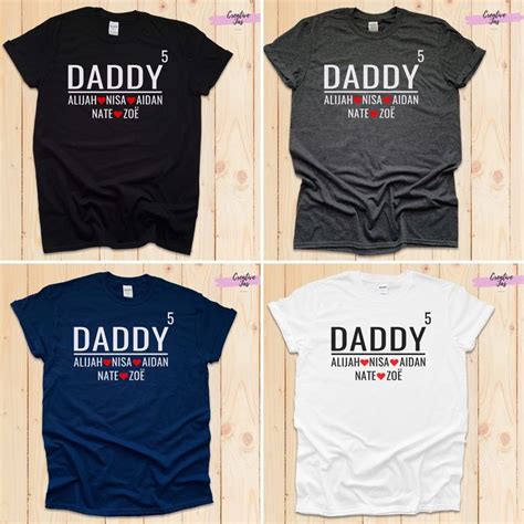 Customizable Fathers Day T Shirt Daddy Custom Kids Name Etsy