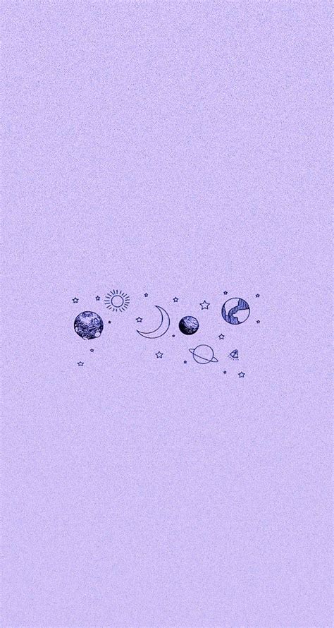 Aesthetic Wallpaper With Planets In Lilac Light Purple Wallpaper