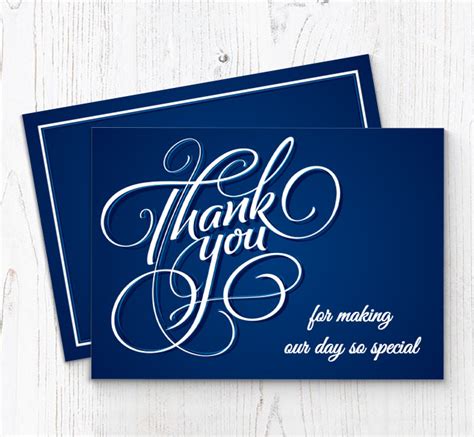 Dark Blue Thank You Cards Personalise Online Plus Free Envelopes