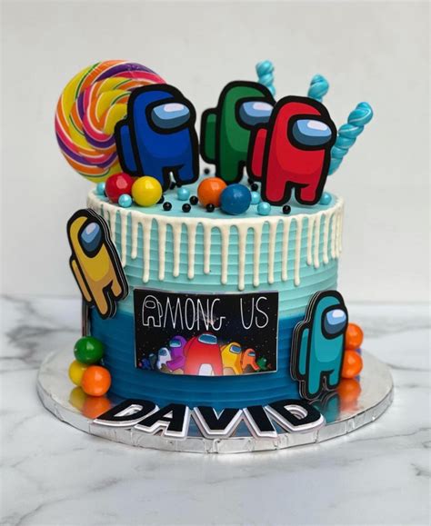 38 Cute Among Us Cake Ideas Icing Dripped Blue Among Us Cake