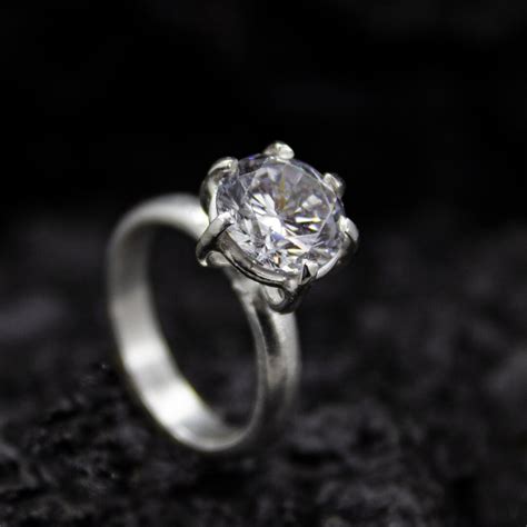 White Topaz Solitaire Ring Anniversary Engagement Ring Handmade ...