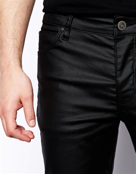 Lyst Asos Skinny Jeans In Leather Look In Black For Men