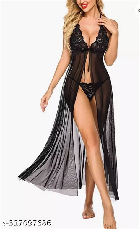 Gmg Women S Net Long Babydoll Lingerie Set