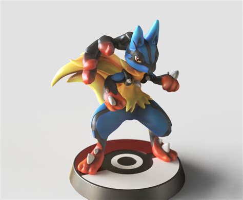 Stl File Mega Lucario V2 Fighting Pose PokÉmon Figurine PokÉmon