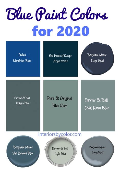 Blue Paint Colors 2020 - Interiors By Color