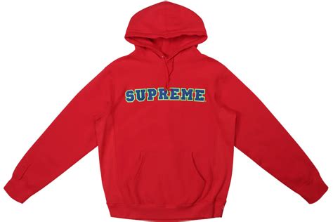 Supreme Cord Collegiate Logo Hooded Sweatshirt Red Mens Ss18 Us