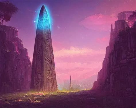 Ancient Obelisk In Celestial Ruins Arcane Fantasy Art Stable