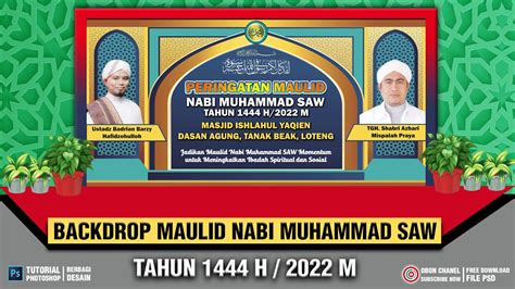 Tutorial Desain Backdrop Maulid Nabi Muhammad Saw 1444 H 2022 M Di Photoshop Free Download