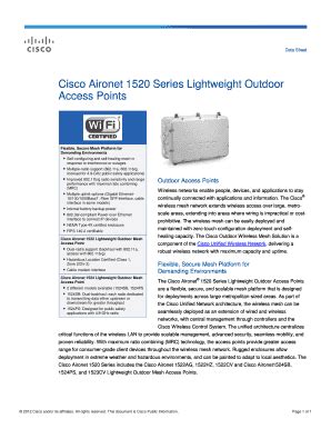 Fillable Online Cisco Aironet 1520 Series Lightweight Outdoor Fax Email