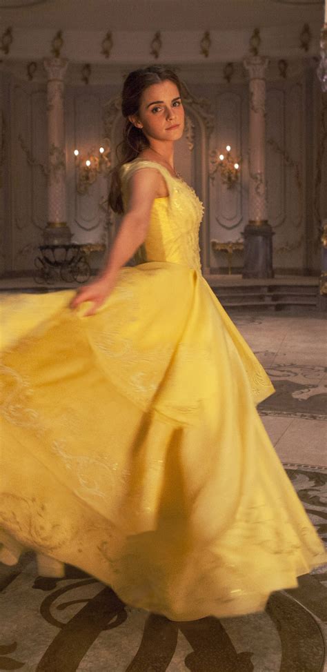 Download wallpaper cinema, Disney, Emma Watson, dress, yellow, movie